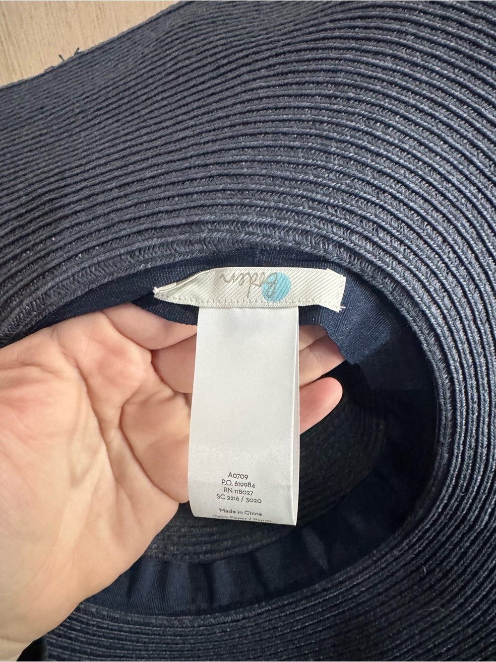 Boden Wicker Wide-Brim Sun Hat - Navy Blue - Picture 3 of 3